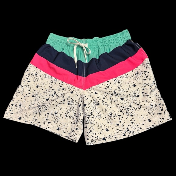 Chubbies Nautical by Nature White Pink Navy Swim Trunks SMALL Vacation Shorts - Picture 1 of 11